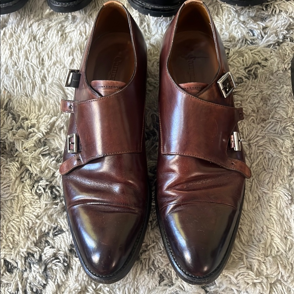 Brown Leather Oxfords with Double Monk Strap